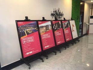 烤漆胡桃色画架展示画架落地画架，广告展示画架，酒店会所展示木架子