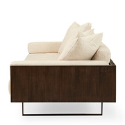 美式轻奢实木科技布组合(布组合)沙发客厅双人，北欧布艺办公简约后现代家具