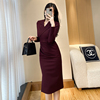 紫色西装连衣裙秋冬法式职业高端精致气质风礼服包臀裙子