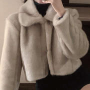 韩国东大门直邮2023年秋冬女装毛毛人造仿皮草短外套