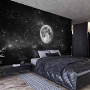 北欧风格宇宙星空墙纸，卧室电视背景墙布，酒吧餐厅直播拍照月球壁纸
