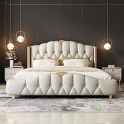 软包婚床2米意式极简真皮床轻奢双人床主卧现代简约高端带灯1.8米