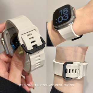 卡素波浪硅胶iwatch表带8夏7适用苹果applewatch高级感运动潮