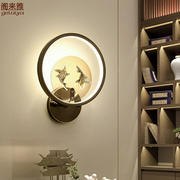 新中式全铜壁灯圆形超溥 现代简约客厅背景墙玄关灯卧室床头壁灯