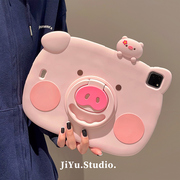 可爱粉色小猪鼻子iPad2022第10代适用平板保护套10.2寸789保护壳十防摔旋转支架Air4/5创意pro11硅胶mini6壳