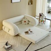 多功能可折叠沙发床小户型客厅两用沙发，奶油风猫爪皮懒人沙发