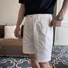 夏季短裤男韩版简约轻熟流行气质五分裤白色潮流直筒沙滩中裤