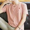 t恤短袖男装夏装青少年衣服潮流韩版粉色半袖夏季冰丝学生体恤衫