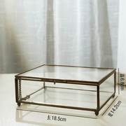 l欧美复古铜色玻璃盒子经典欧式方形首饰Q盒开合翻盖古典珠宝