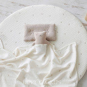婴儿盖毯春宝宝毯子春秋被子亲肤幼儿园100%纯棉星月绣花毯午休毯