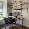 实木铝型材桌家用卧室靠墙写字书桌壁挂书架台式电脑办公桌工作台