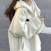 拉链日系宽松显白秋冬设计款卫衣外套美式复古连帽棒球服女
