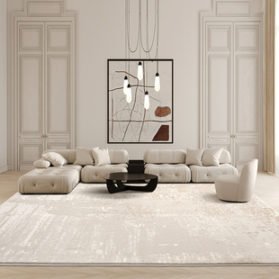 地毯客厅茶几毯2023现代简约地垫，高级感咖色立体毯面混纺暖色