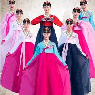 韩国传统女士韩服女朝鲜族少数民族舞蹈表，演出舞台服运动会女古装