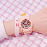 马卡龙儿童手表防水小学生防摔初中少女生韩版简约气质夜光电子表