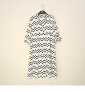 夏款撤柜品牌台系列，衬衫领套头宽松舒适波浪，条纹中袖连衣裙013