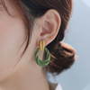 耳环2024高级感耳钉，复古港风耳圈绿色气质，耳饰女小众耳坠