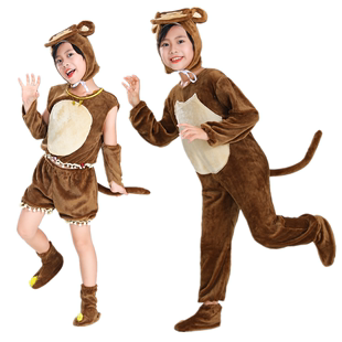 儿童小猴子演出服幼儿园卡通舞蹈，服猴子捞月，成人猴子动物表演服装
