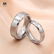 K4钨金首饰一对情侣对戒不掉色简约素圈指环男女几何设计高级感