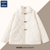 森马加绒棉服女冬季韩系女装2023甜妹穿搭牛角扣女款白色外套