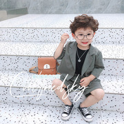 韩国童装夏款儿童宝宝洋气两件套帅气英伦礼服网红男童小西装套装
