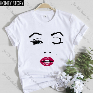 玛丽莲·梦露marilynmonroetshirt图案印花女士，t恤休闲宽松