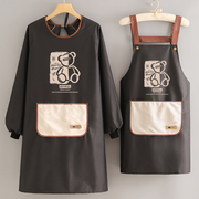 时尚防水长袖围裙定制logo印字餐饮专用罩衣家用厨房防油工作服男