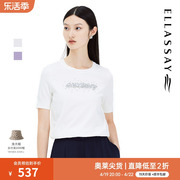ELLASSAY歌力思春季logo标语圆领短袖针织衫女EWE321M10300