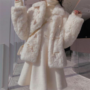 秋冬女装兔毛皮草外套可爱柔软仿獭兔毛毛外套宽松羊羔绒大衣