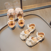 女童鞋公主鞋2023春季儿童，小皮鞋水晶鞋宝宝，单鞋包头凉鞋软底
