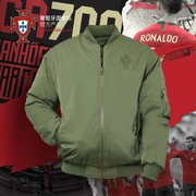 葡萄牙国家队商品丨复古绿色飞行夹克保暖棉服外套C罗足球迷