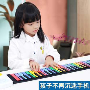 手卷钢琴49键加厚初学者入门儿童练习便携软电子琴早教玩具小乐器