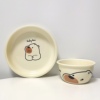 卡通小熊系列奶黄色陶瓷餐具，套装儿童家用米饭碗斗笠碗7英寸深盘