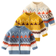 男童针织开衫春秋款，2024童装男孩洋气，宝宝羊驼绒儿童毛衣外套