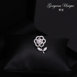 精致小巧质感花朵小领针韩国水晶一只玫瑰花固定衣服饰品胸花胸针