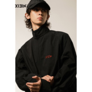 xiein写映设计师男装，夹克外套宽松立领阔型刺绣，休闲外套