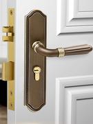 全铜室内静音门锁北欧卧室房门锁，美式纯铜木门锁通用型门把手套装