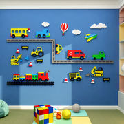 卡通玩具小汽车墙贴画男孩，儿童房间布置装饰床头卧室背景墙面贴纸
