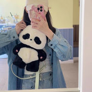 可爱熊猫双肩包毛绒小书包女学生上课通勤包大容量玩偶包公仔背包