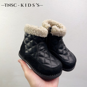 冬季儿童加绒马丁靴1-2-3岁宝宝棉靴4男童女童雪地靴中小童短靴子
