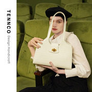 TENNCO原创「马夹包」2023小众设计鳄鱼纹真皮大包锁扣单肩托特包