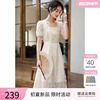 XWI/欣未新中式国风盘扣设计连衣裙女夏季优雅气质白色修身显瘦裙