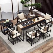 新中式实木茶桌茶店长方形，会客洽谈泡茶桌椅组合办公室仿古茶台