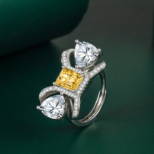 日韩时尚蝴蝶结锆石戒指，女个性情人节生日礼物，优雅气质指环