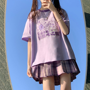 女大童日系短袖t恤夏季甜美12-15岁胖女孩，14卡通百搭体恤上衣套装