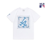 MLB男女情侣印花腰果花大logo运动T恤休闲短袖24夏季纯棉上衣