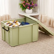收纳箱特大号加厚粉蓝绿，塑料整理箱储物盒带盖直角实色搬家抗压箱