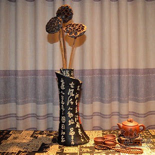 中式古典家居饰品树脂摆件客厅玄关工装软装饰花瓶花插干花器书卷