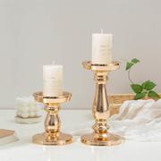 美式烛台摆件金色铁艺烛台烛光，晚餐蜡烛杯气氛装饰蜡烛台工艺品