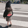 女童套装韩版网红卡通鸭子卫衣加豹纹半身裙子春秋季外贸童装